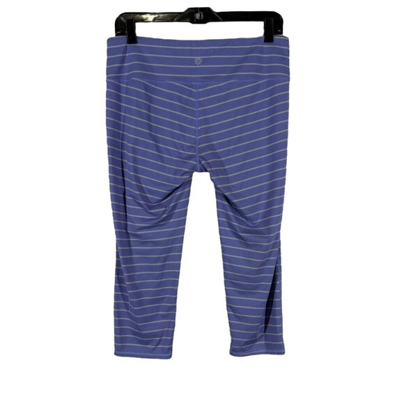 Athleta Blue & Gray Striped Capri Crop Leggings Women's Size Large - Picture 2 of 4